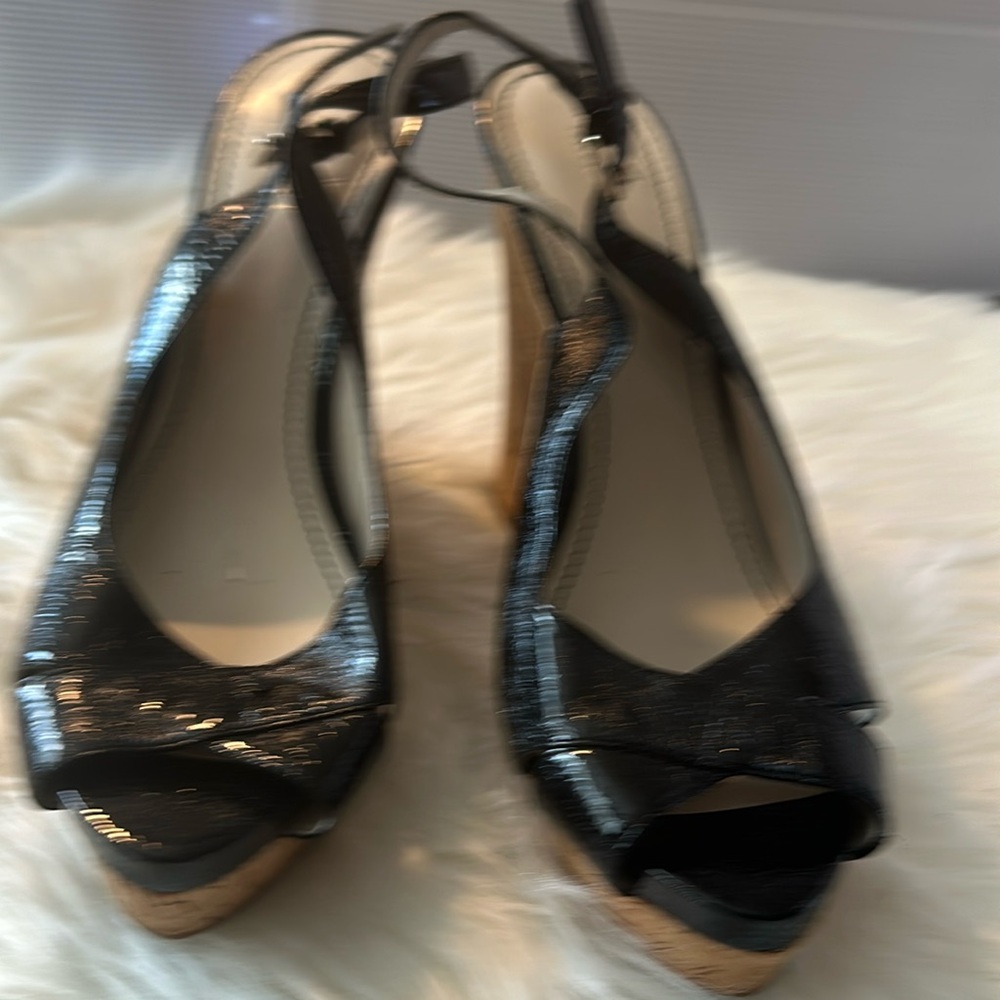 Nine West patented black wedge size 10.